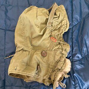 Vintage Real Fur Ruffed Army Jacket Hood